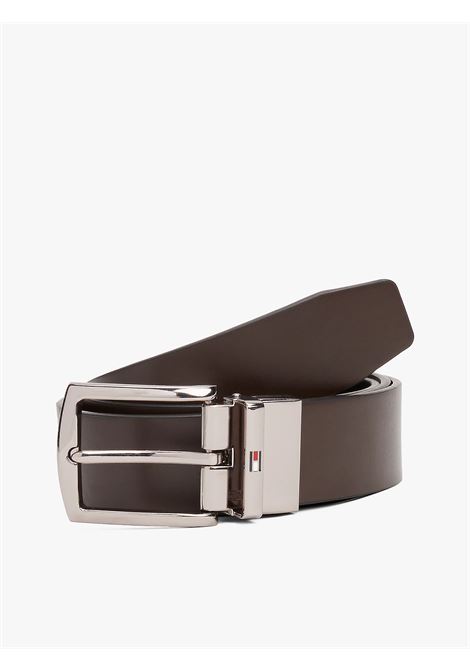 Cintura reversibile Denton in pelle nero - moro TOMMY HILFIGER | AM0AM130120HD