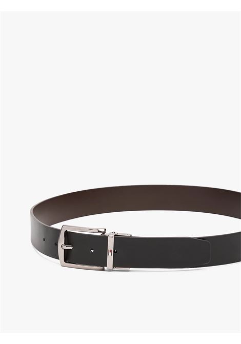 Cintura reversibile Denton in pelle nero - moro TOMMY HILFIGER | AM0AM130120HD