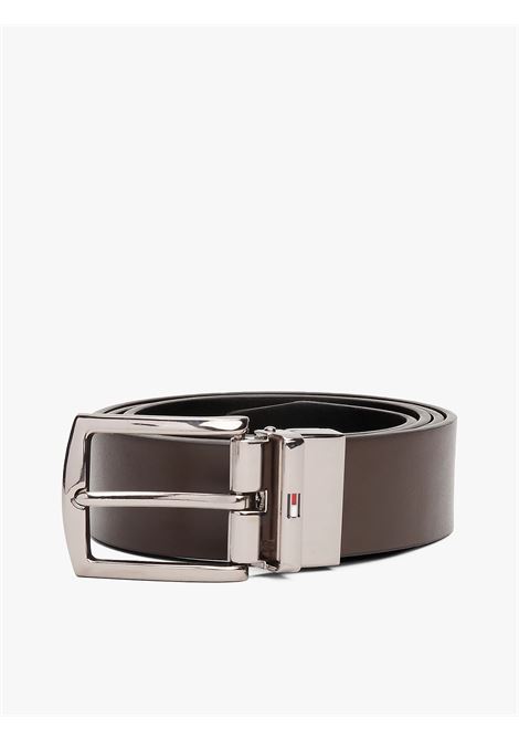 Cintura reversibile Denton in pelle nero - moro TOMMY HILFIGER | AM0AM130120HD