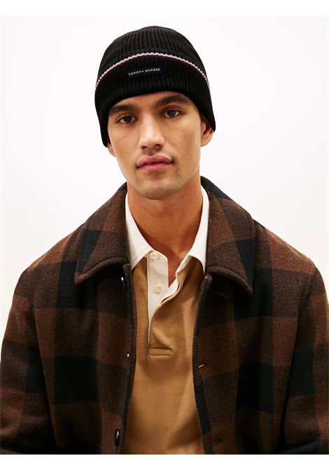 Berretto in misto lana con nastro iconico Nero TOMMY HILFIGER | AM0AM13587BDS