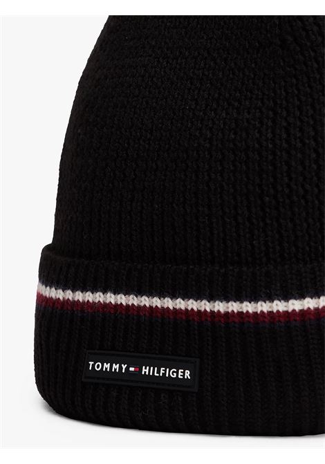 Berretto in misto lana con nastro iconico Nero TOMMY HILFIGER | AM0AM13587BDS
