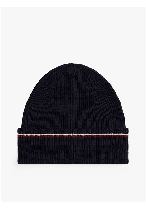 Berretto in misto lana con nastro iconico Blu navy TOMMY HILFIGER | AM0AM13587DW6