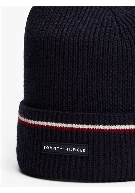 Berretto in misto lana con nastro iconico Blu navy TOMMY HILFIGER | AM0AM13587DW6