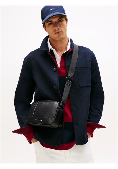 Borsa reporter zigrinata con tracolla Nero TOMMY HILFIGER | AM0AM13635BDS