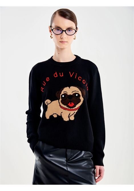 Pull con Ricamo Cagnolino Carlino VICOLO | 77270FNERO
