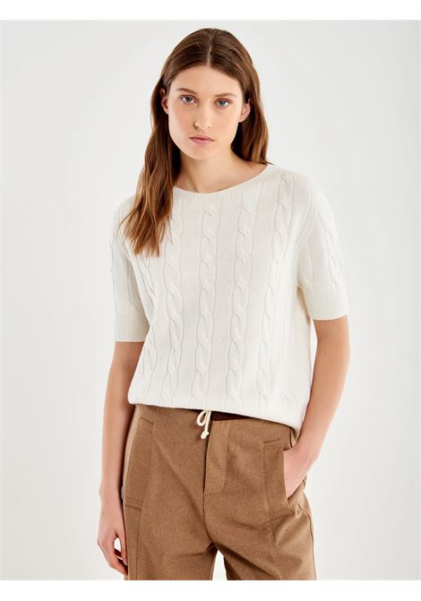 Maglia a Trecce Maniche Corte VICOLO | 77323FPANNA