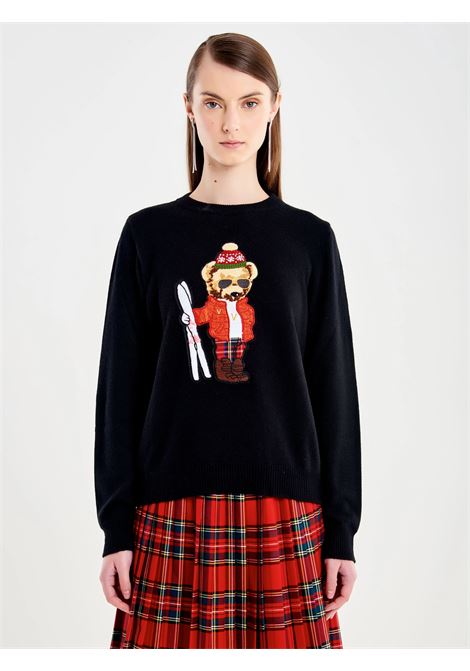 Pull Patch Natale Orsetto con Sci VICOLO | 77324FNERO