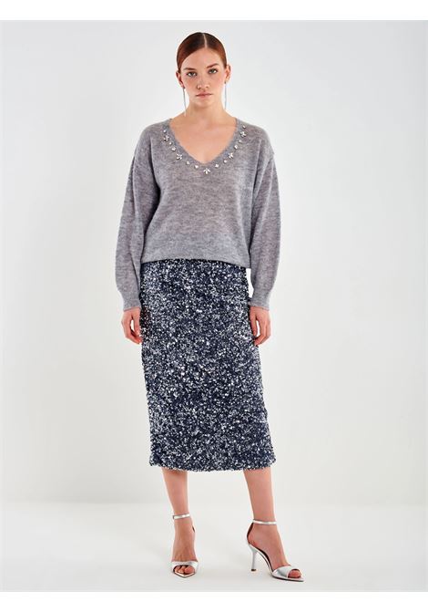 Gonna Midi in Ciniglia e Paillettes VICOLO | TF0120GRIGIO
