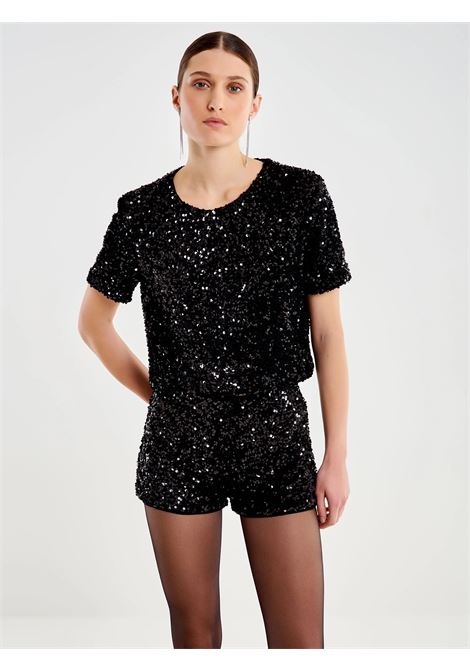 Top Cropped in Paillettes VICOLO | TF1468NERO
