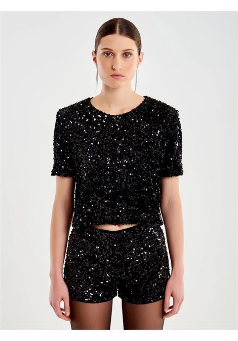 Top Cropped in Paillettes VICOLO | TF1468NERO