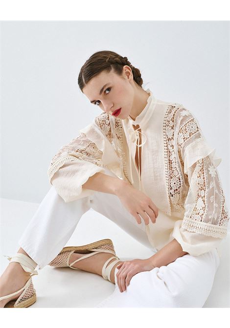 Camicetta con dettagli in pizzo ACCESS fashion | 63-2087-850VANILLA