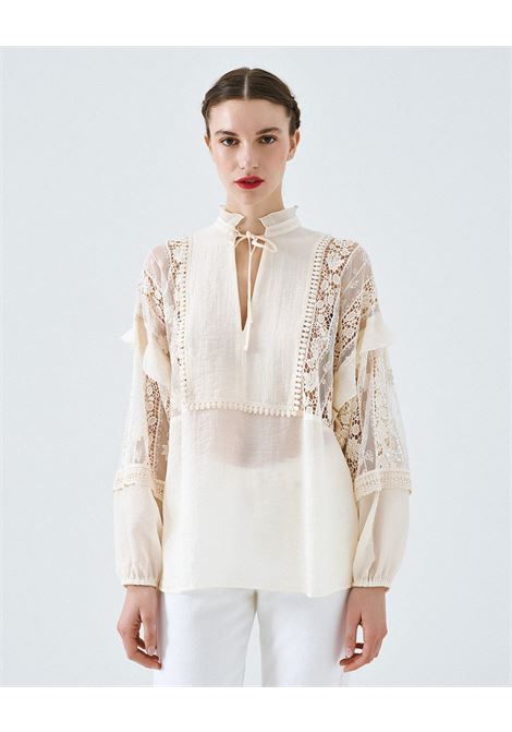 Camicetta con dettagli in pizzo ACCESS fashion | 63-2087-850VANILLA