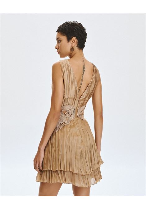 Mini abito a pieghe con motivo ACCESS fashion | 63-3033-125BEIGE