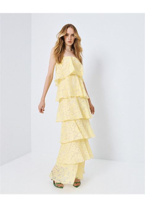 Maxi vestito disperato con dettagli in volant