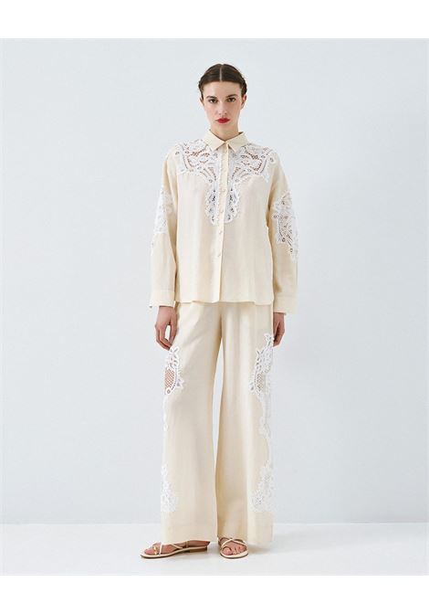 Pantaloni con dettagli in pizzo ACCESS fashion | 63-5039-520VANILA