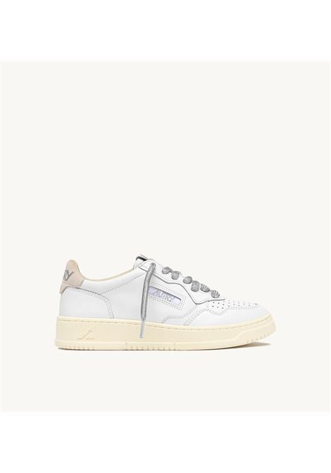 SNEAKERS MEDALIST LOW IN PELLE BIANCA E DETTAGLI LUREX ARGENTO AUTRY | AULW SW02BIANCO SILVER