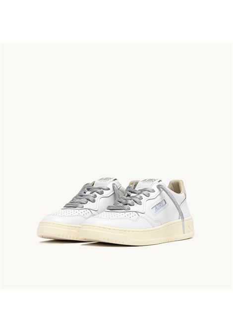 SNEAKERS MEDALIST LOW IN PELLE BIANCA E DETTAGLI LUREX ARGENTO AUTRY | AULW SW02BIANCO SILVER