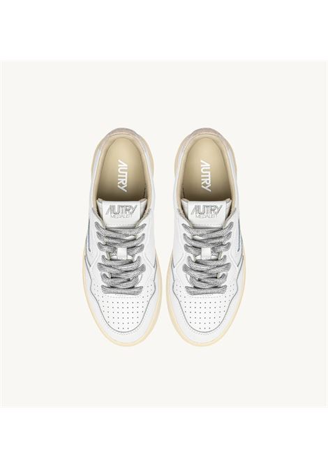 SNEAKERS MEDALIST LOW IN PELLE BIANCA E DETTAGLI LUREX ARGENTO AUTRY | AULW SW02BIANCO SILVER