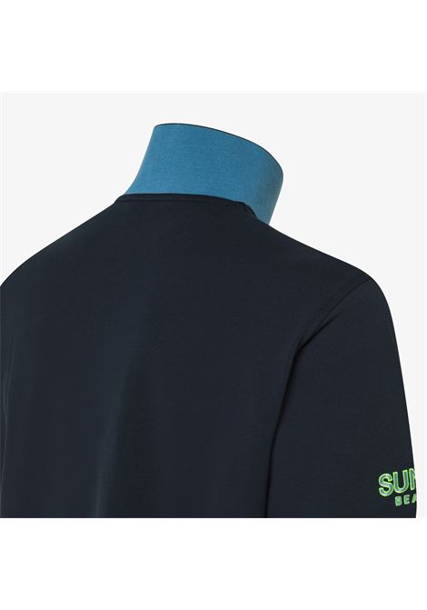 Polo con sottocollo a contrasto in piquet di cotone blu navy AX SUN68 | A36150141 07