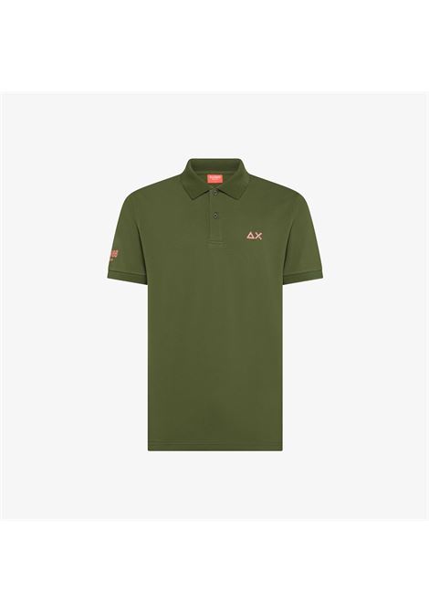 Polo con sottocollo a contrasto in piquet di cotone VERDE