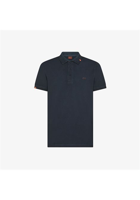Polo con trattamento vintage in piquet di cotone blu navy AX SUN68 | A36155141 07