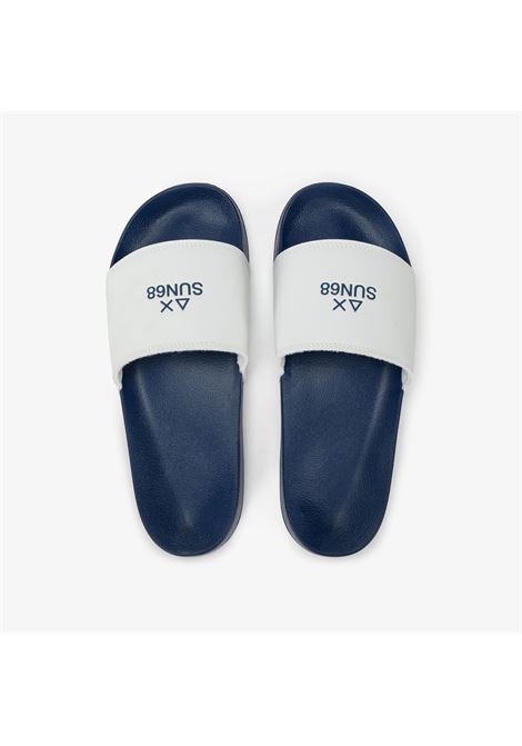 Ciabatte in PU blu navy/bianco