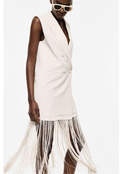 Abito lungo smanicato con frange e doppio petto IMPERIAL | AGBXLLNBURRO