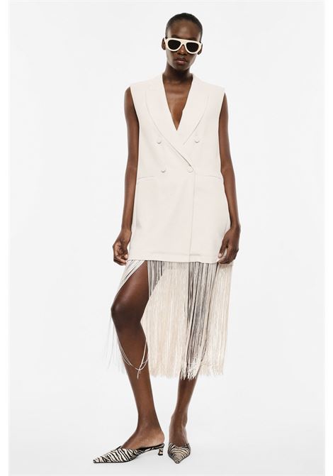 Abito lungo smanicato con frange e doppio petto IMPERIAL | AGBXLLNBURRO