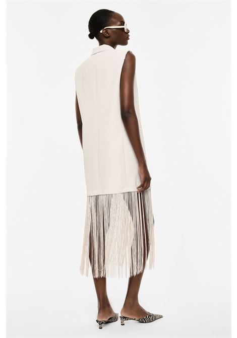 Abito lungo smanicato con frange e doppio petto IMPERIAL | AGBXLLNBURRO