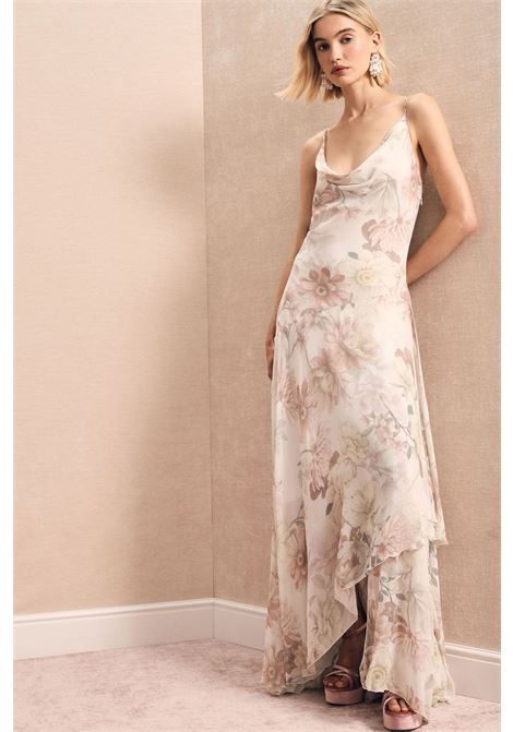 Abito lungo stampa floreale asimmetrico con spalline IMPERIAL | AGDULTFPANNA ROSA