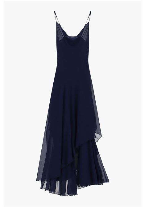 Abito lungo con spalline e drappeggio asimmetrico IMPERIAL | AGDULWIBLU NAVY