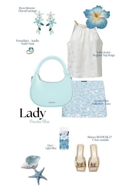 Mini bag a mano LADY - POWDER BLUE LABEL ROSE | LADYPOWDER BLUE