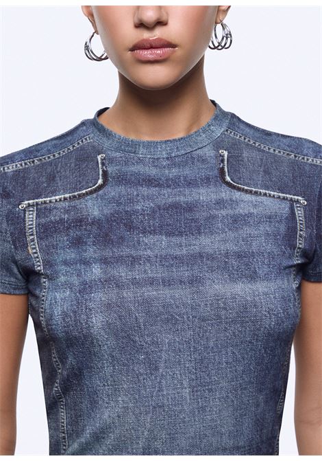 T-shirt cropped effetto denim LIUJO | UA6502 J1624L9680