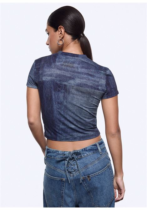 T-shirt cropped effetto denim LIUJO | UA6502 J1624L9680