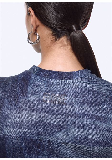 T-shirt cropped effetto denim LIUJO | UA6502 J1624L9680