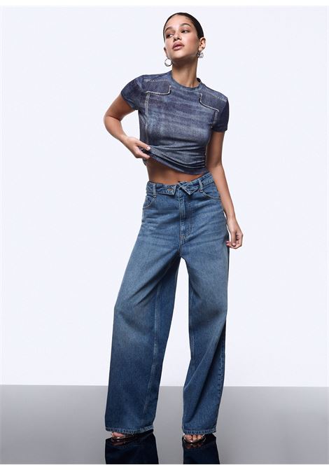 T-shirt cropped effetto denim LIUJO | UA6502 J1624L9680