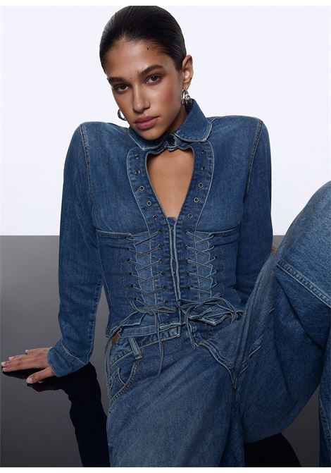 Camicia in denim con stringhe LIUJO | UA6507 D039979157