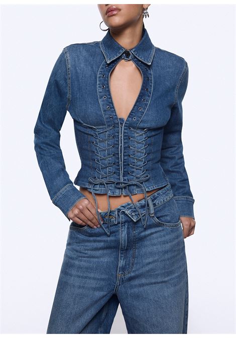 Camicia in denim con stringhe LIUJO | UA6507 D039979157