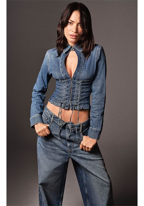 Camicia in denim con stringhe LIUJO | UA6507 D039979157