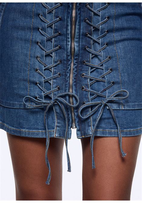 Abito corto in denim con stringhe LIUJO | UA6508 D039979157