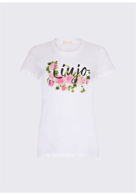T-shirt con stampa e strass LIUJO | WA6493JS923P9603