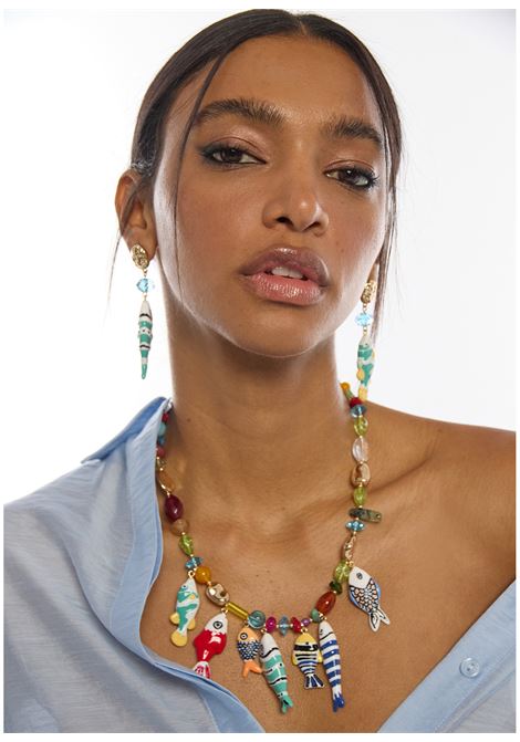Collare cristales multicolor con charms de peces LOLA CASADEMUNT | LS2603059MULTICOLOR