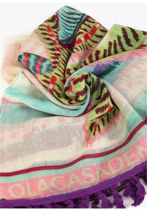 Pareo stampato tropicale con frange LOLA CASADEMUNT | LS2607013CRUDO ROSA