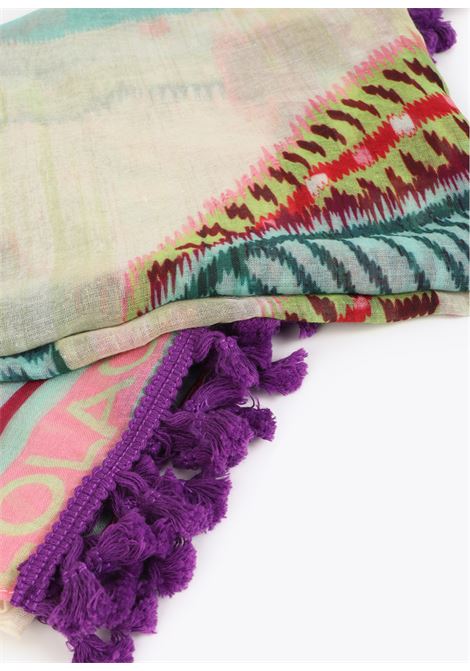 Pareo stampato tropicale con frange LOLA CASADEMUNT | LS2607013CRUDO ROSA