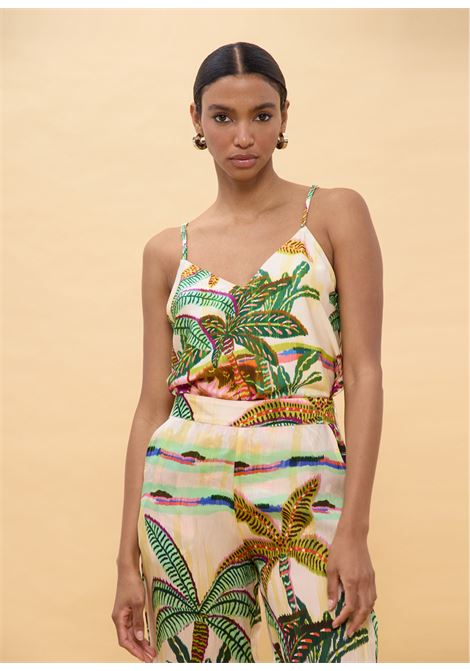 Top bratelline con stampa palme LOLA CASADEMUNT | LS2615012CRUDO MULTI