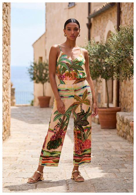 Top bratelline con stampa palme LOLA CASADEMUNT | LS2615012CRUDO MULTI