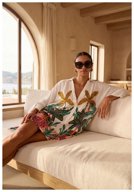 Camicia oversize stampata palme LOLA CASADEMUNT | LS2615014CRUDO MULTI