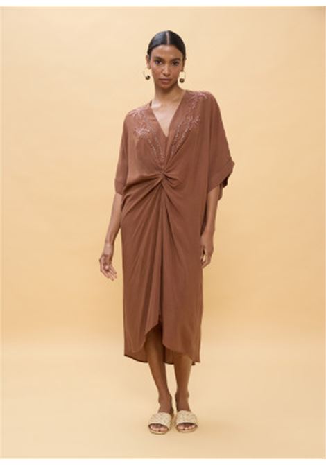Abito midi annodato in lino LOLA CASADEMUNT | LS2616010MARRONE