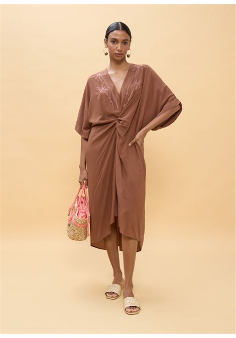 Abito midi annodato in lino LOLA CASADEMUNT | LS2616010MARRONE