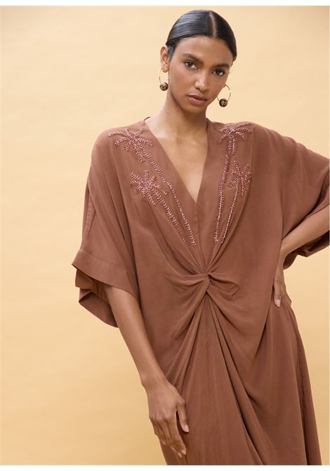 Abito midi annodato in lino LOLA CASADEMUNT | LS2616010MARRONE